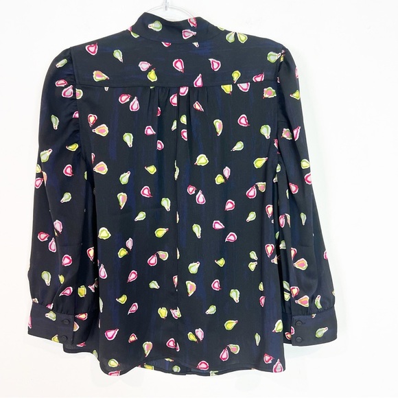 NIC+ZOE BLACK PARTY PEARS BLOUSE WITH COLORFUL PEAR PRINT WOMENS SZ LARGE - Picture 6 of 8